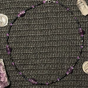 New Authentic Amethyst Beaded Choker Necklace